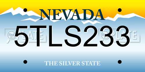 5TLS233 Nevada License Plate