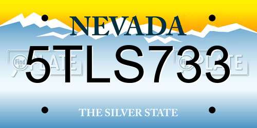 5TLS733 Nevada License Plate
