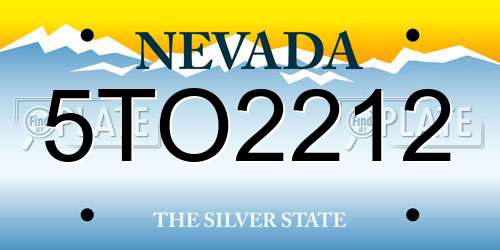 5TO2212 Nevada License Plate