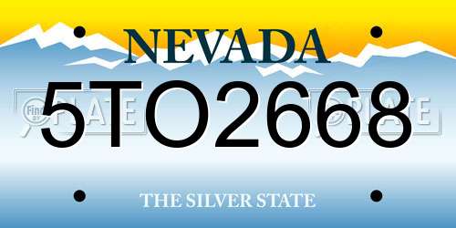 5TO2668 Nevada License Plate