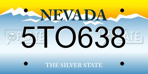 5TO638 Nevada License Plate