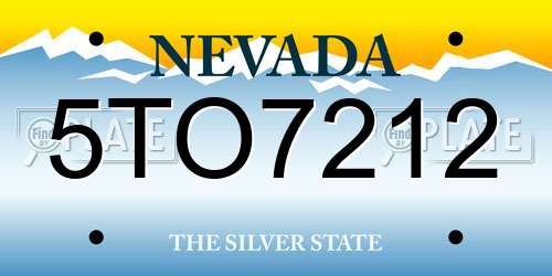 5TO7212 Nevada License Plate