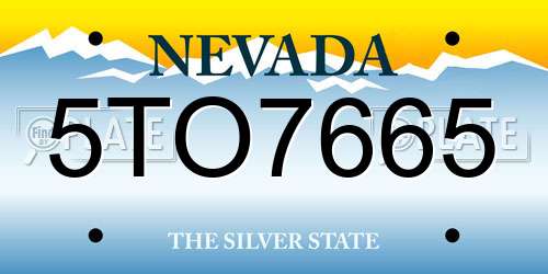 5TO7665 Nevada License Plate