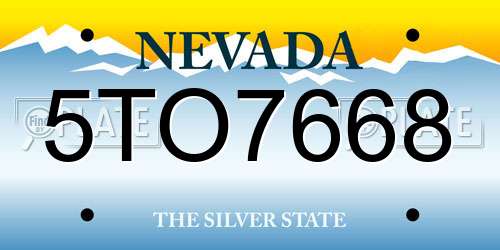 5TO7668 Nevada License Plate