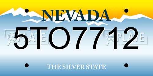 5TO7712 Nevada License Plate