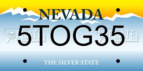 5TOG35 Nevada License Plate
