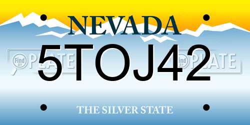 5TOJ42 Nevada License Plate