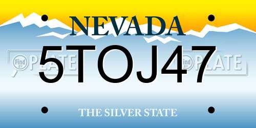 5TOJ47 Nevada License Plate