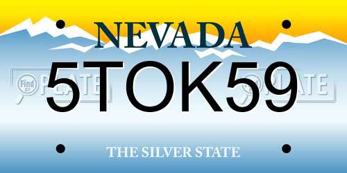 5TOK59 Nevada License Plate