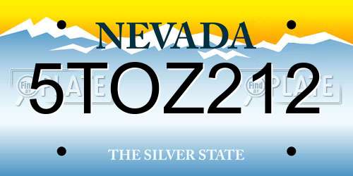 5TOZ212 Nevada License Plate