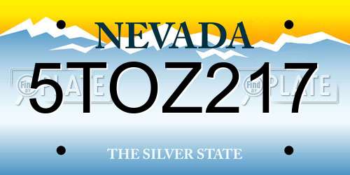 5TOZ217 Nevada License Plate