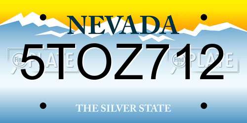 5TOZ712 Nevada License Plate