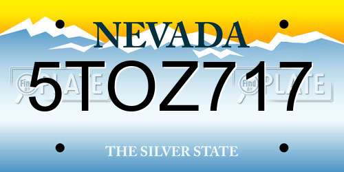5TOZ717 Nevada License Plate