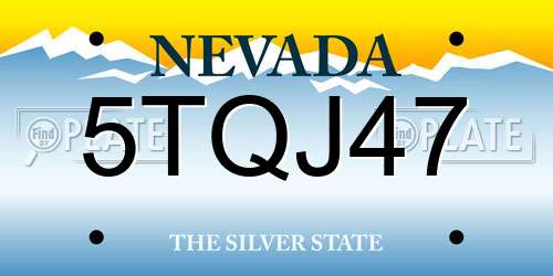 5TQJ47 Nevada License Plate