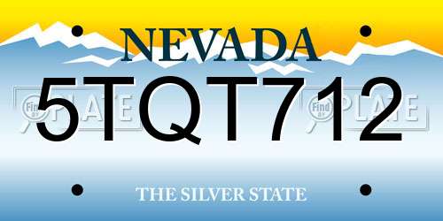 5TQT712 Nevada License Plate