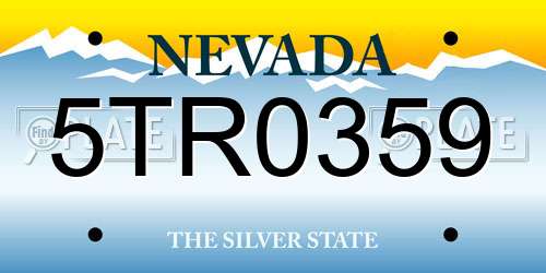 5TR0359 Nevada License Plate