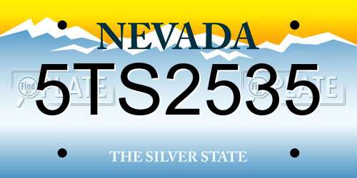 5TS2535 Nevada License Plate