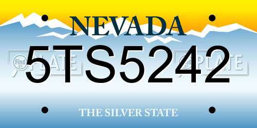 5TS5242 Nevada License Plate