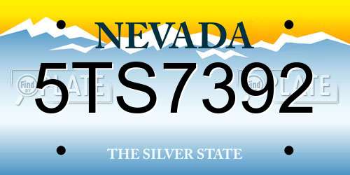 5TS7392 Nevada License Plate