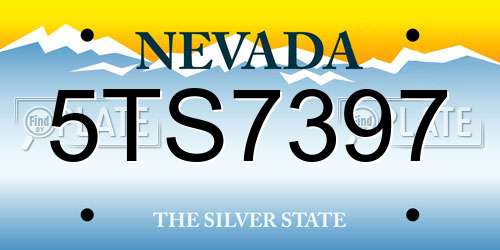 5TS7397 Nevada License Plate