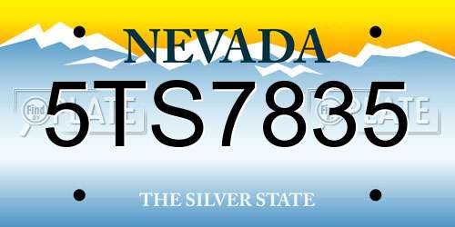 5TS7835 Nevada License Plate