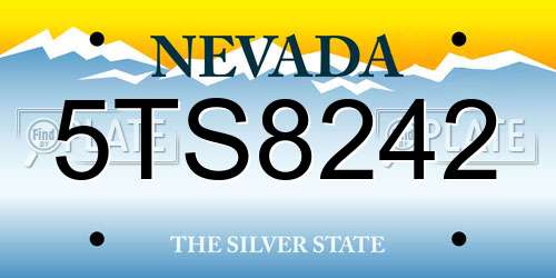 5TS8242 Nevada License Plate