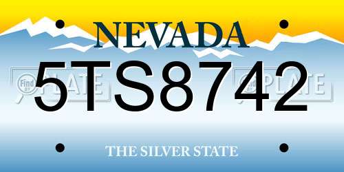 5TS8742 Nevada License Plate