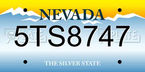5TS8747 Nevada License Plate