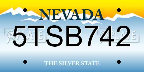 5TSB742 Nevada License Plate