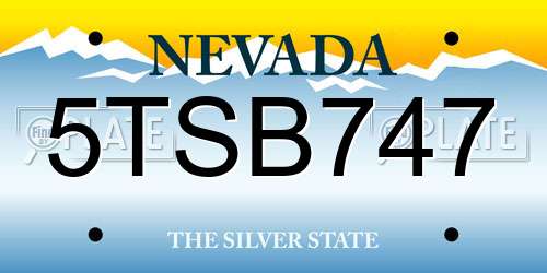 5TSB747 Nevada License Plate