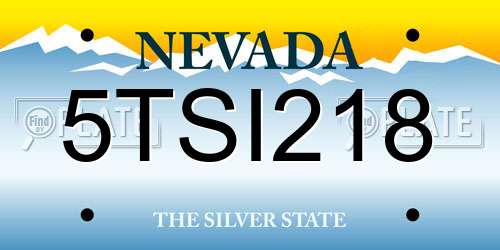 5TSI218 Nevada License Plate