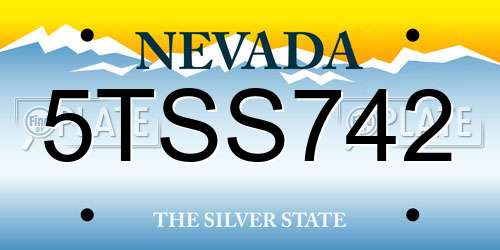 5TSS742 Nevada License Plate