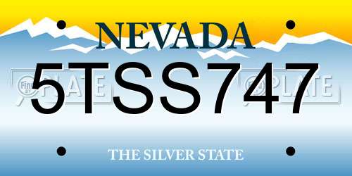 5TSS747 Nevada License Plate