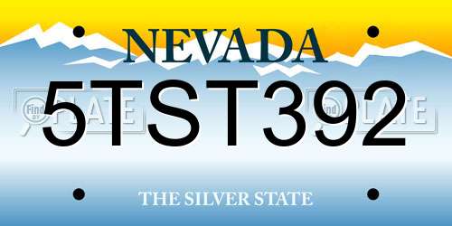 5TST392 Nevada License Plate