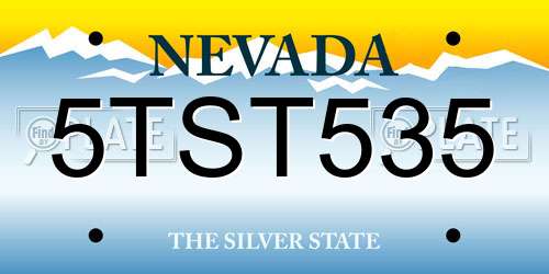 5TST535 Nevada License Plate