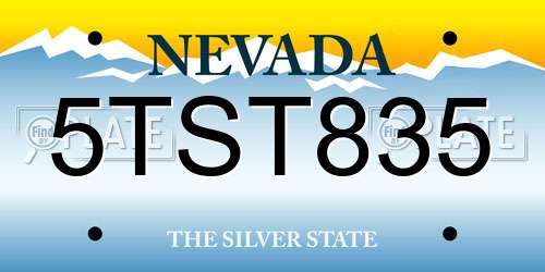 5TST835 Nevada License Plate