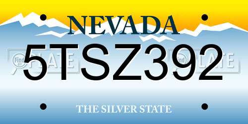 5TSZ392 Nevada License Plate