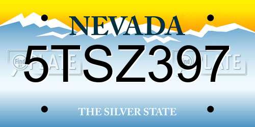 5TSZ397 Nevada License Plate