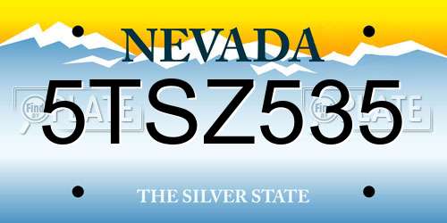 5TSZ535 Nevada License Plate