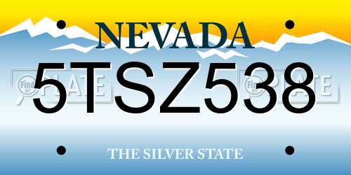 5TSZ538 Nevada License Plate