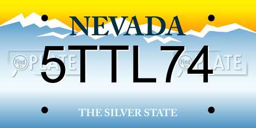 5TTL74 Nevada License Plate