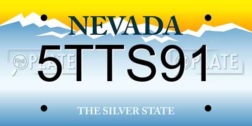 5TTS91 Nevada License Plate