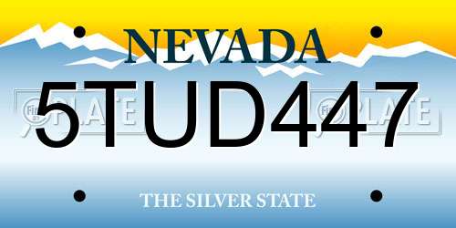 5TUD447 Nevada License Plate