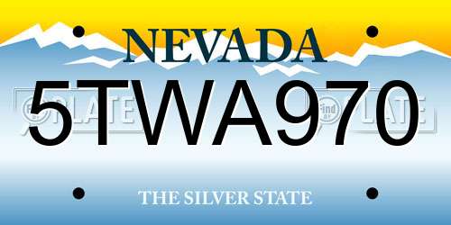 5TWA970 Nevada License Plate