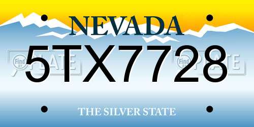 5TX7728 Nevada License Plate