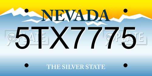 5TX7775 Nevada License Plate
