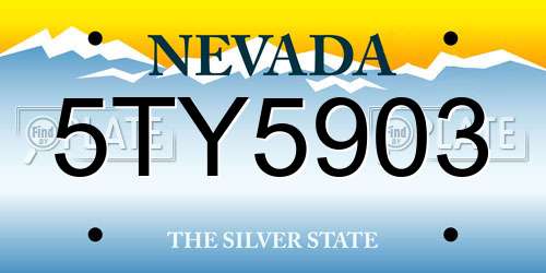 5TY5903 Nevada License Plate