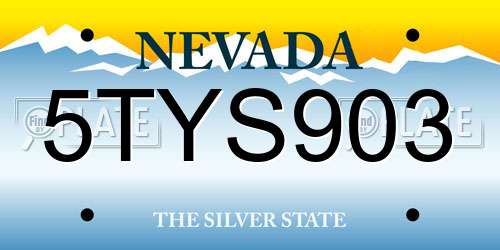 5TYS903 Nevada License Plate