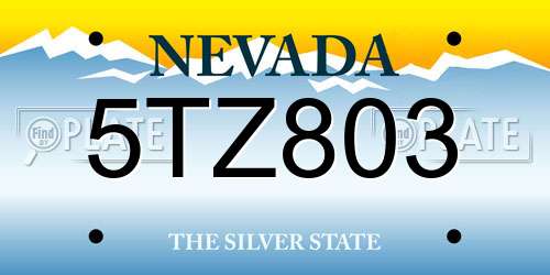 5TZ803 Nevada License Plate