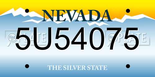 5U54075 Nevada License Plate